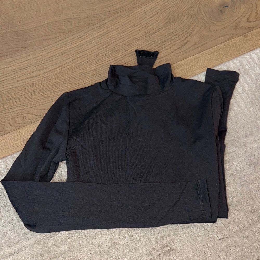Babaton Dark Gray Turtleneck Long Sleeve Body Suit
